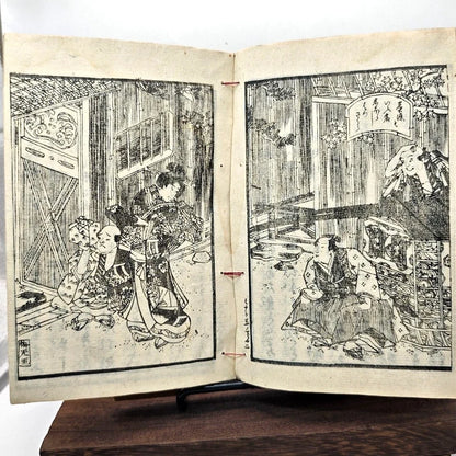 Libro Giappone Xilografia Edo 1800 Illustrato Ukiyo-e Amore Città Poesia