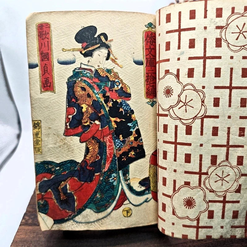 Libro Giappone Xilografia Edo 1800 Illustrato Ukiyo-e Bunko Completo